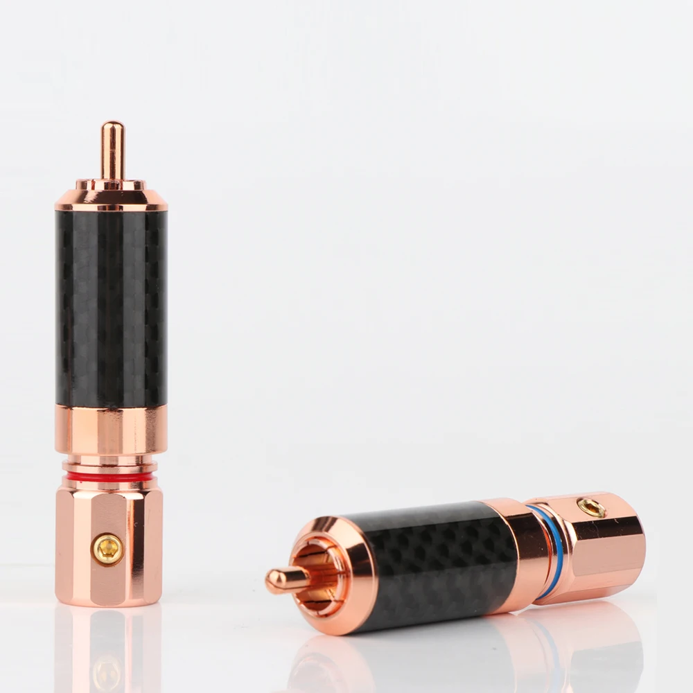 DIY 4 stücke R1741 Carbon Fiber Rose Gold Überzogene RCA Jack Stecker Solder Audio Kabel Stecker für HIFI – Detail 3