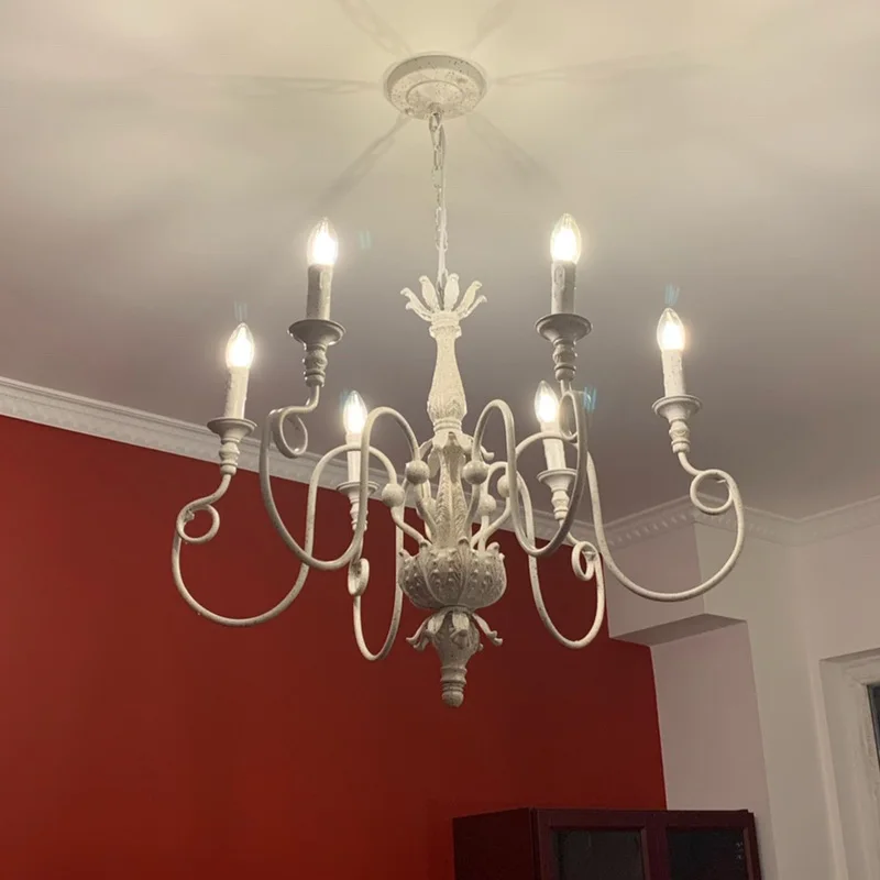 French classical Chandelier Lighting White Suspension Luminaire Industrielle Chandelier For Living Room Modern led bedroom lamp