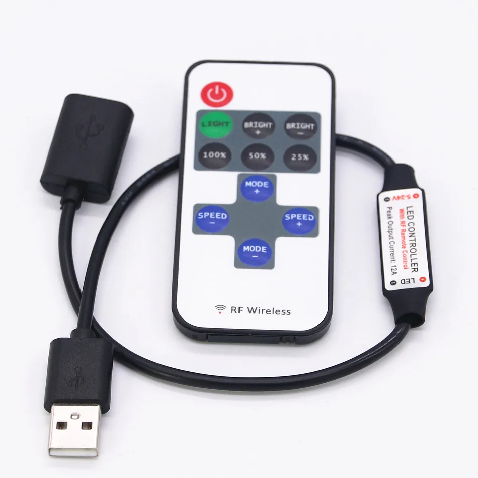 USB LED Strip Dimmer 5V 11KEY Dimer Controller RF Remote 11Key Led Remote Controller Dimer USB 2835 5050 For 5V Led Strip Light