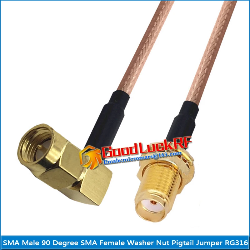 Kit Set SMA 90 Degree Right Angle to RPSMA RP-SMA SMA Male & Female Washer Bulkhead Mount Nut Pigtail Jumper RG316 Cable