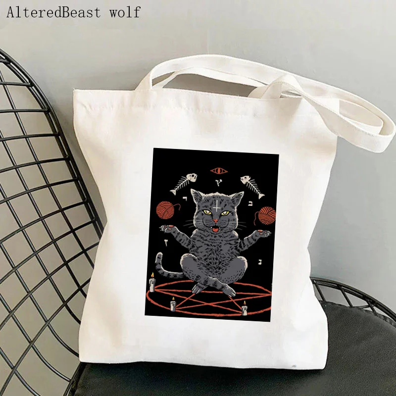 Women Shopper bag Cat Why Hello Sweet Cheeks Have A Seat Bag Harajuku Shopping Canvas Bag girl handbag Tote Shoulder Lady Bag