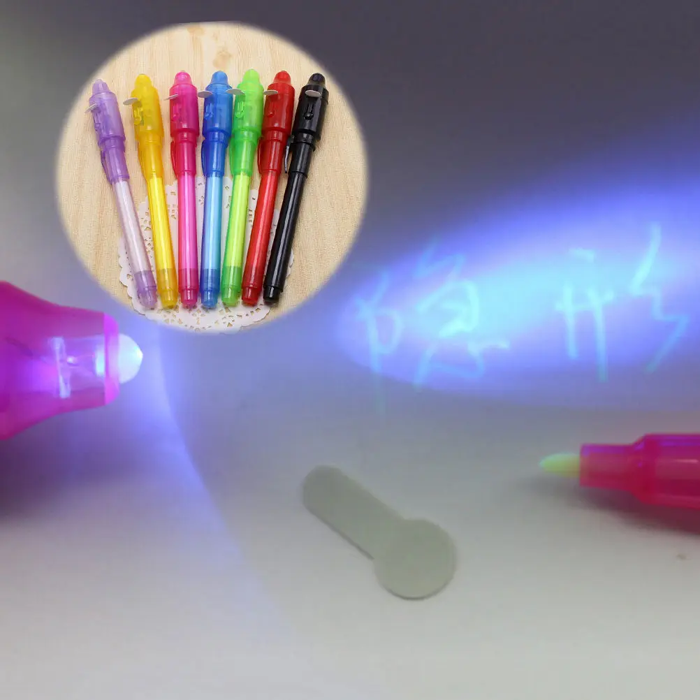 1PC Invisible Ink Pen  2 in 1 Magic Invisible Ink Pen  UV Black Light Combo Security Mark Creative School Office Supplies