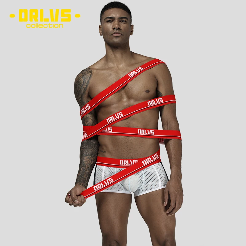 Men Underwear Gay Boxer Mesh Boxers Breathable Man Cueca Male Panties Gay Boxershort Men\'s Clothing Homme Underpants OR193