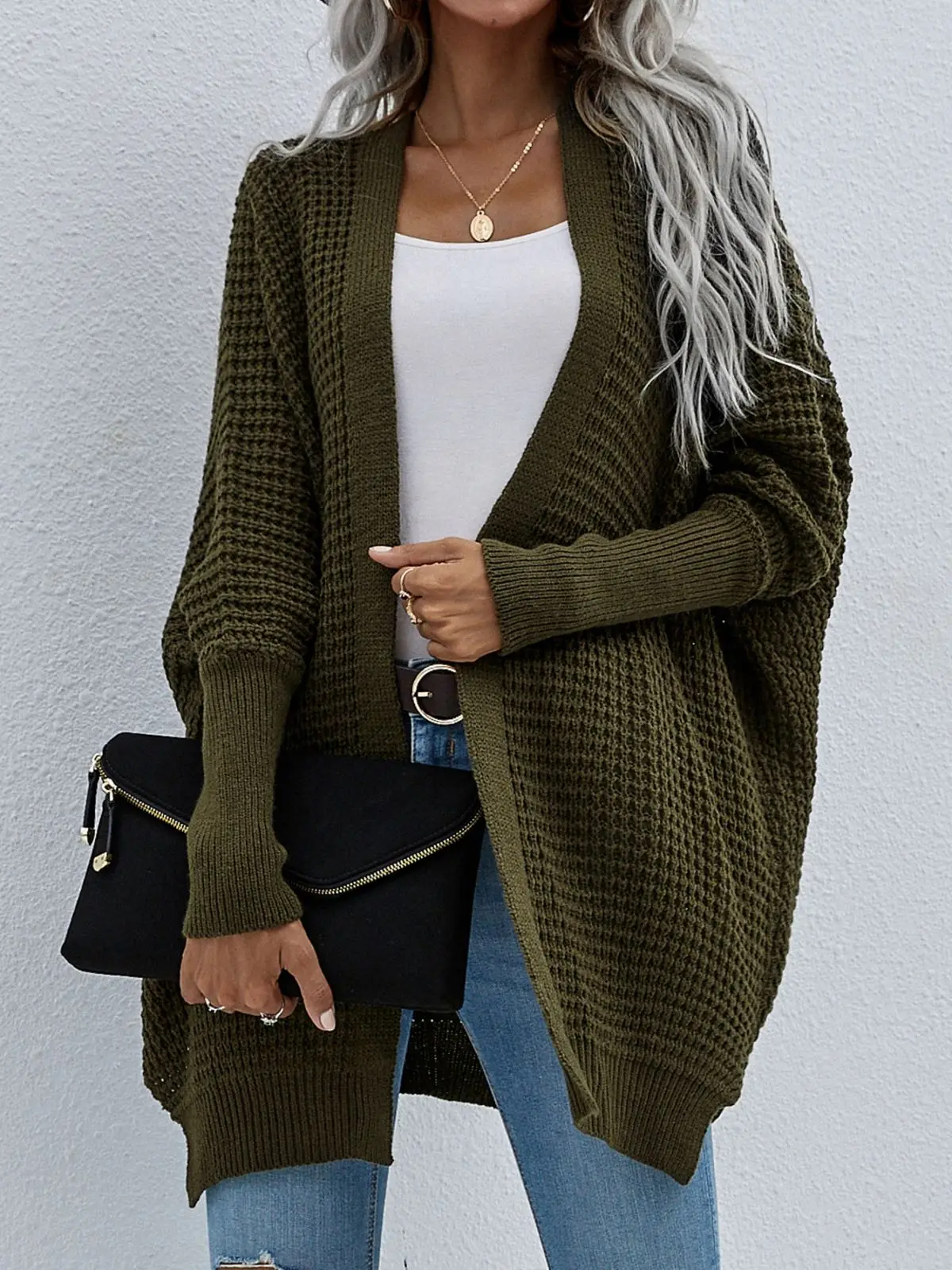 

Winter Long Sweater Cardigans Women 2021 Lantern Sleeve Open Stitch Oversized Sweater Jacket Cheap Clothes Female Knit Coat