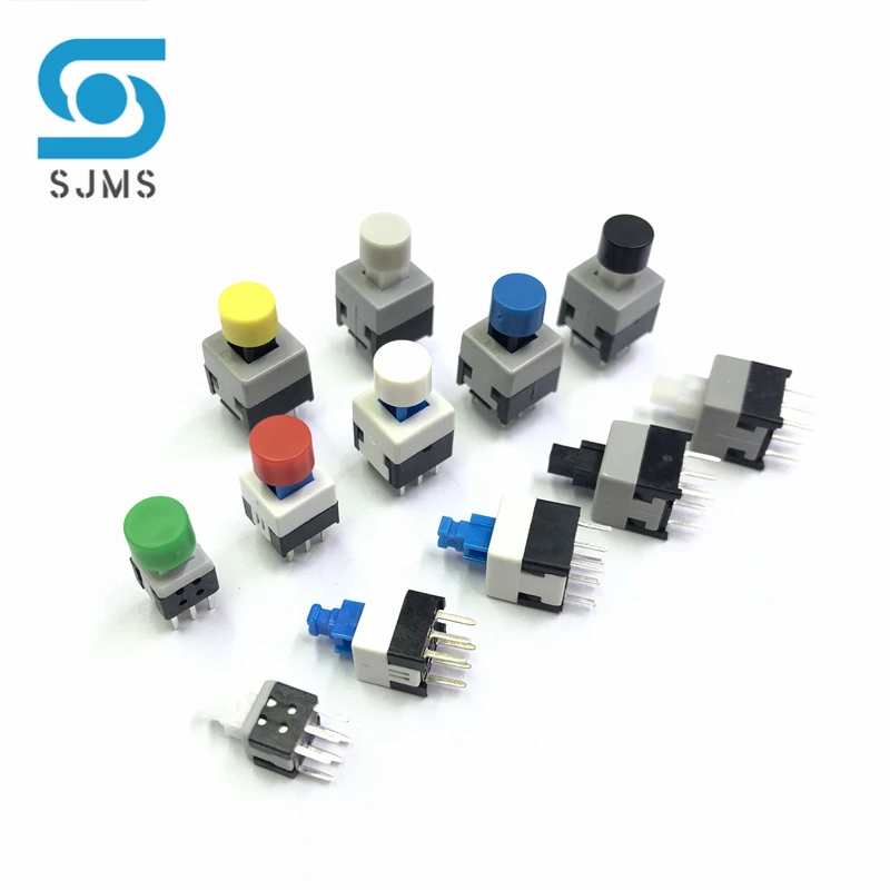 10PCS Tactile Push Button Switch Self Locking 5.8*5.8MM 7*7MM 8*8MM 8.5*8.5MM Reset Micro Switch + (10PCS A16 Tact Cap)