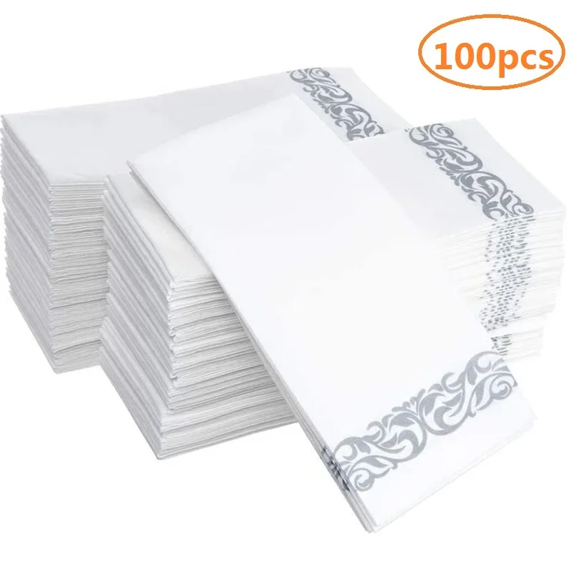 25-100pcs Gold Birthday Party Decoupage Paper Decorative Hand Towels Disposable Tissue Formal Dinner Anniversary Wedding Napkin