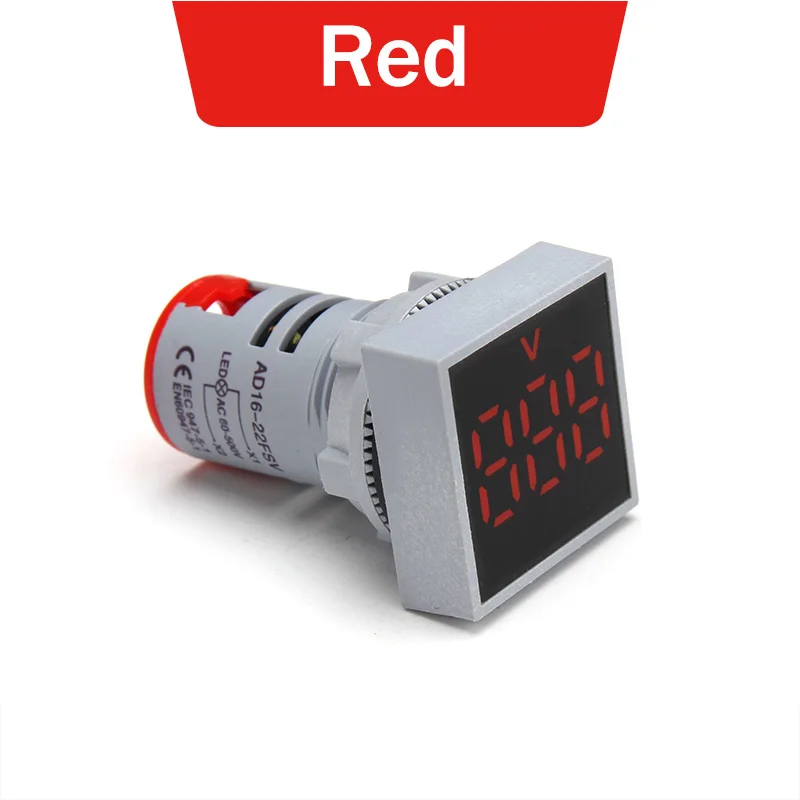 1 stks 22mm Voltmeter LED Digitale Voltage Meter Indicator Licht AC 12-500 V Vierkant Paneel Voltage Tester Rood Blauw Geel Groen Wit