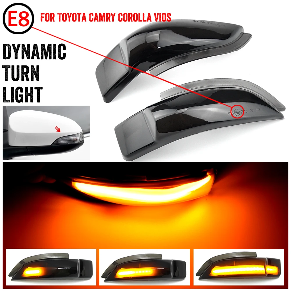 2PCS For Toyota Corolla Camry Prius Vios Yaris Venza Avalon Altis LED Dynamic Turn Signal Light Sequential Side Mirror Indicator