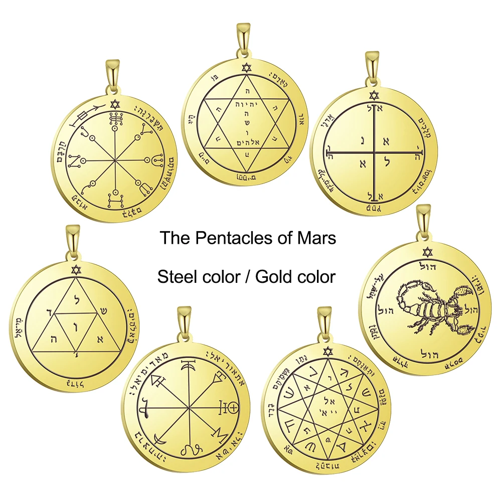Key of Solomon Pendant for Necklace Stainless Steel Jewelry Amulet Mystical Moon Saturn Jupiter Sun Venus Mars Mercury Charms