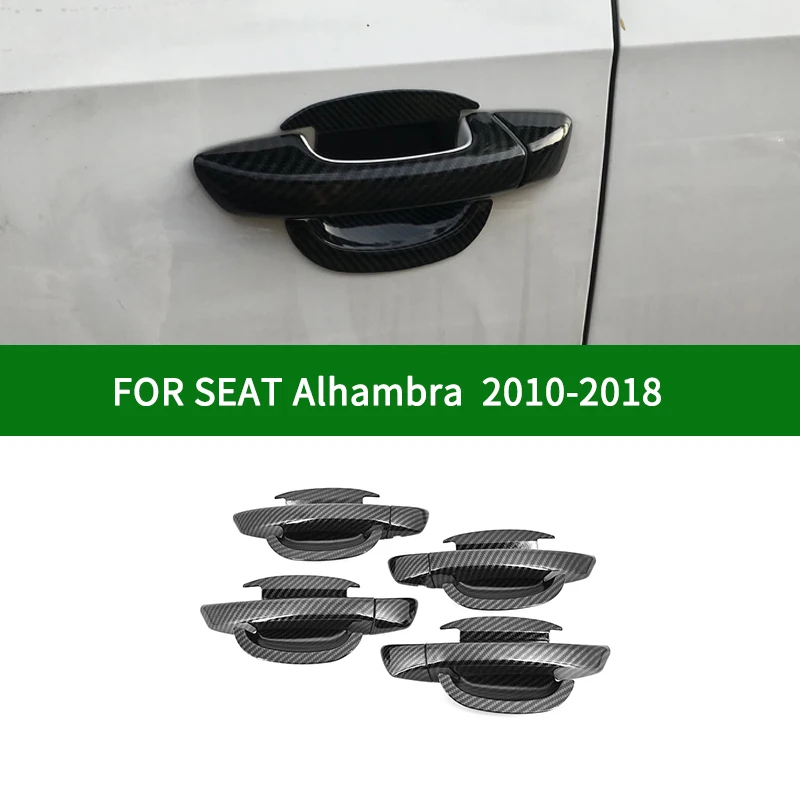 

For SEAT Alhambra Second generation 2010-2018 car door handle BOWL CUP cover,carbon fiber pattern cover trim 2011 2012 2013 2014