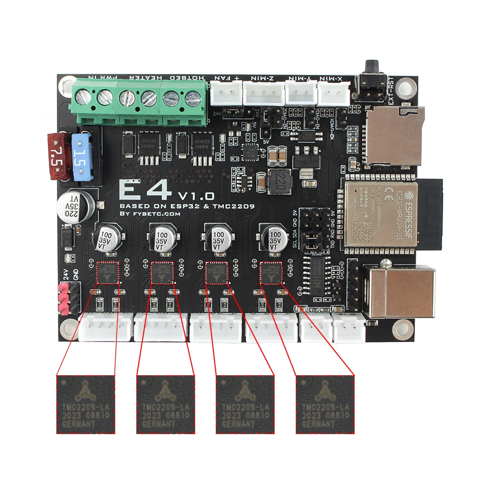 FYSETC E4 board with built-in Wi-Fi and Bluetooth 4 pcs TMC2209 240MHz 16M flash 3D printer control board based for 3D printer