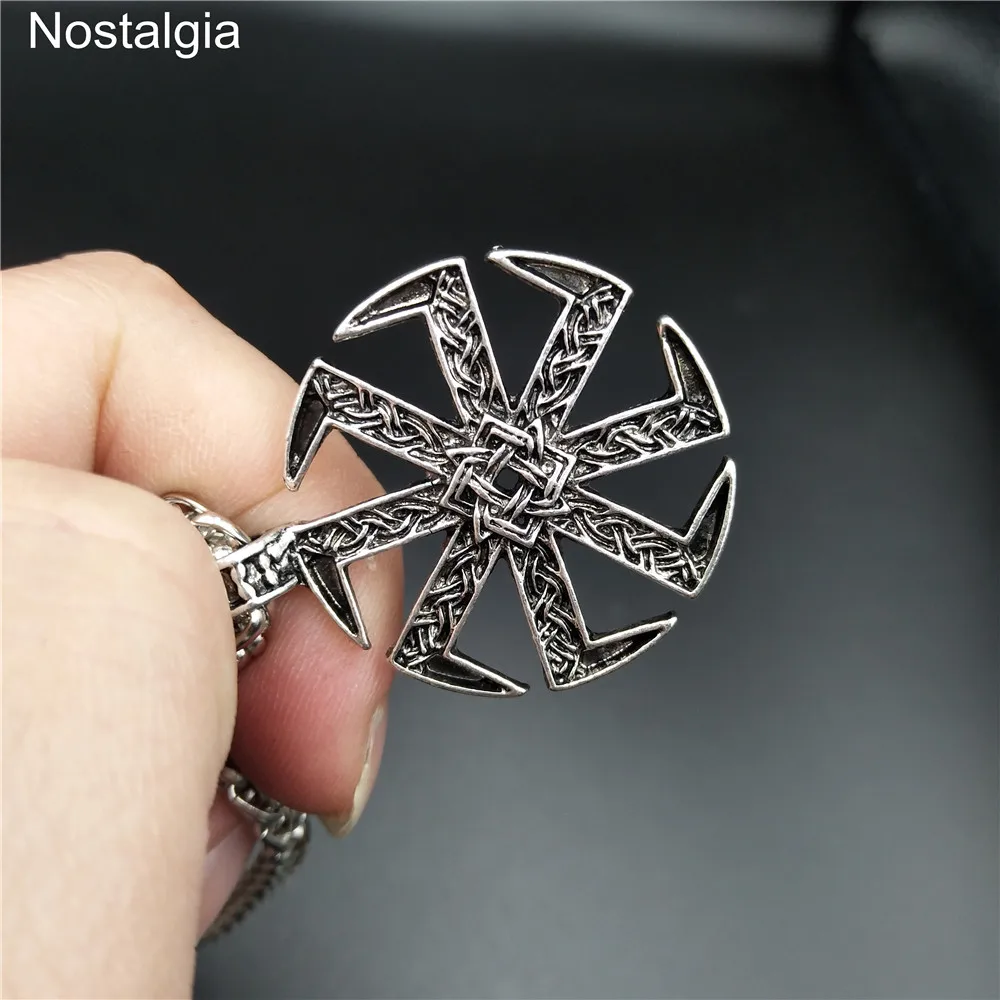 Slavic Kolovrat Amulet Pendant Pagan Sunfiower Talisman Norse Jewelry Necklace & Pendants Slavic Symbol Necklace Freeship