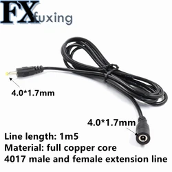 1PCS 4mm x 1.7mm DC Power connector Jack Adapter female + Male extension cable Plug 150cm 4.0*1.7MM 4017 Line Full Copper Core