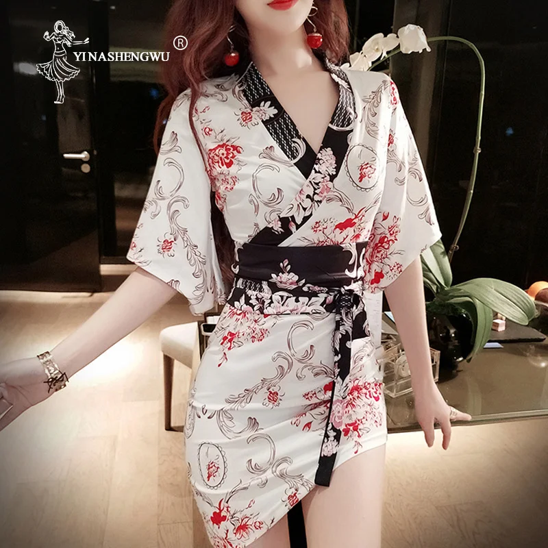 Japanese Silk Robe Kimonos Coat Sexy Cosplay Costumes Geisha Dress Japan Temptation Female Traditional Sleepwear Yukata Bathrobe