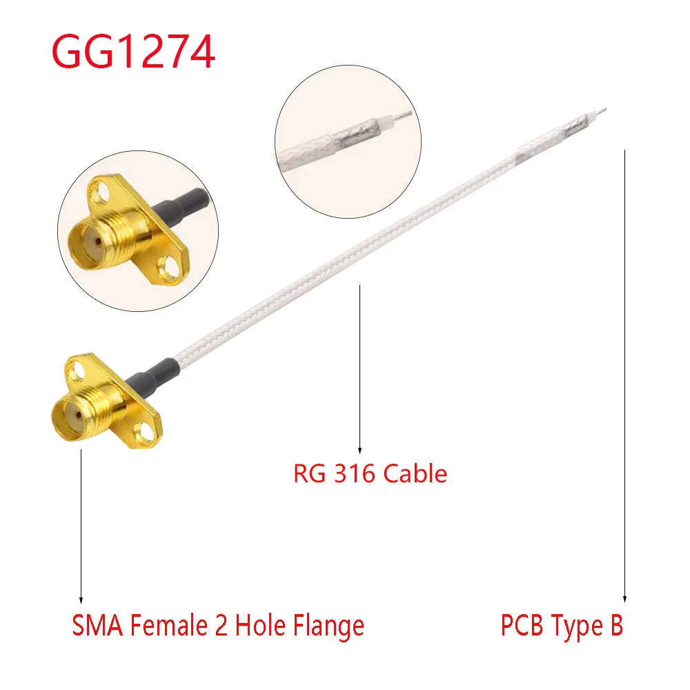 1Pc (Rp) sma Vrouwelijke Flens Pcb Soldeer Pigtail RG316 Kabel Voor Wifi Draadloze Router Gps Gprs Lage Verlies Jackplug Draad Connector