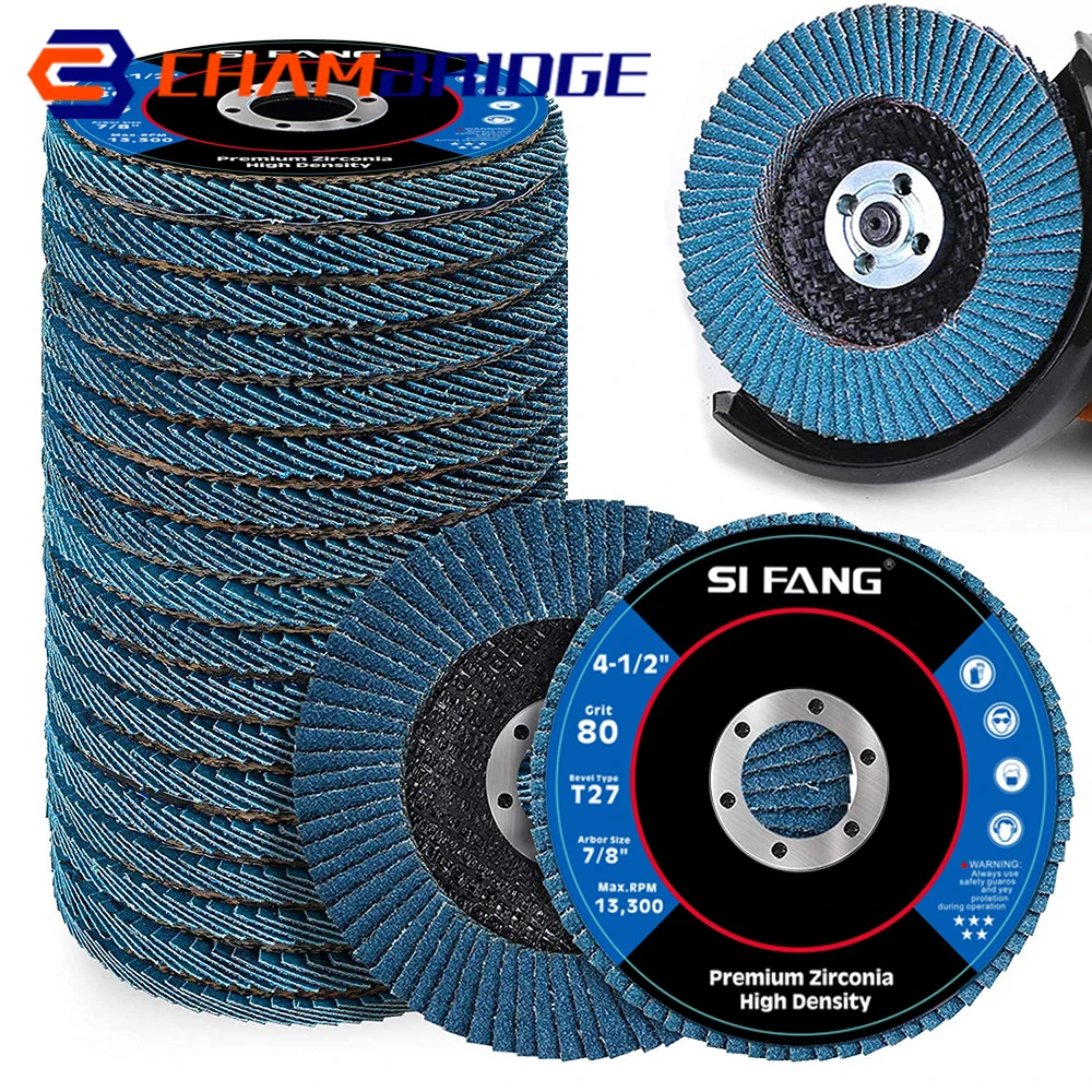 4.5 inch Flap Discs Zirconia Grinding Wheels 40/60/80/120 Grit Professional Flap Discs Sanding Abrasive Blades for Angle Grinder