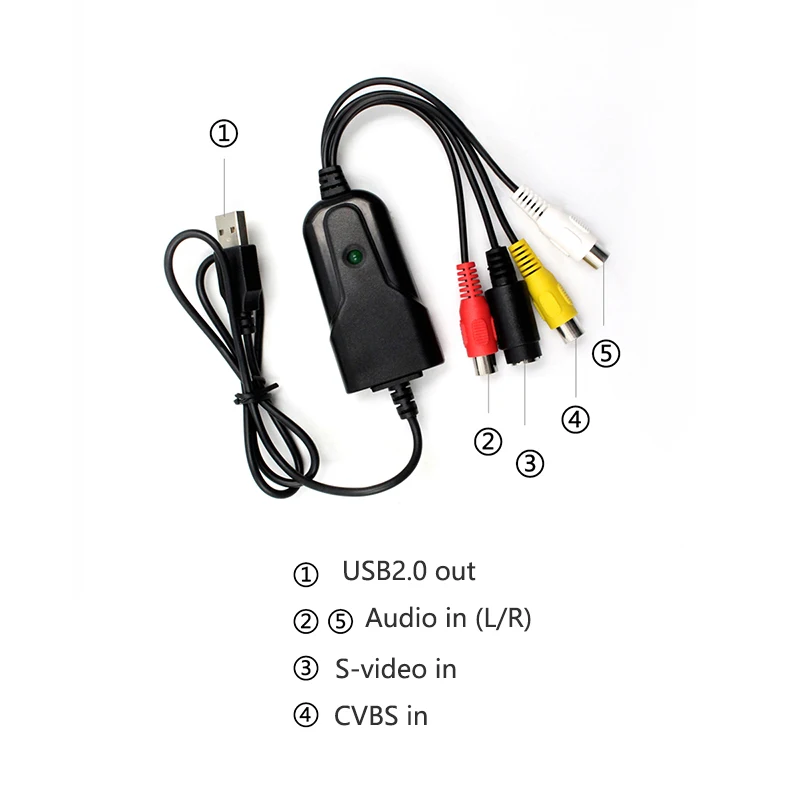 USB karta przechwytywania wideo USB2.0 Audio wideo rejestrator edytować DVR 4 kanał TV DVD VHS telewizor z dostępem do kanałów dla