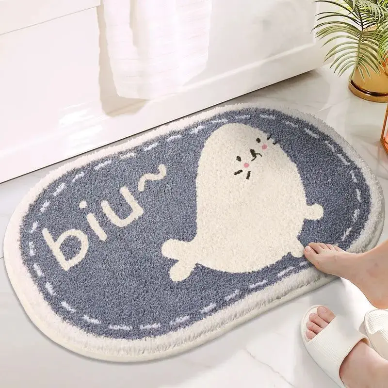 Semi-circular Daisy Bath Mat Thickened Microfiber Bath Rug Doormat Decoration Antiskid Water Absorption Bathtub Side Foot Pad