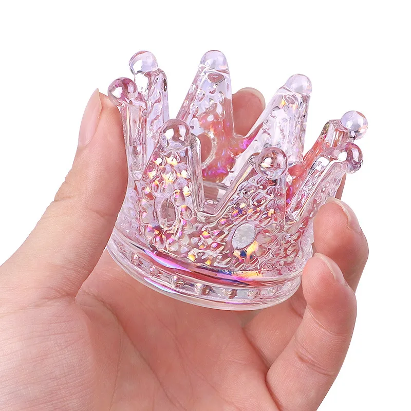 1Pc Glass Nail Cup Crown Glass Powder Liquid Crystal Glass Bowl Brush Holder Container Equipment Nail Tool Mixing Bowl