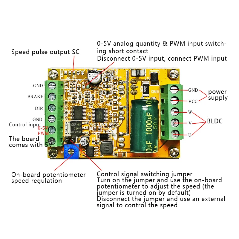 3 Pha Không Chổi Than Trực Tiếp Động Cơ Hiện Tại Hallless Điều Khiển Động Cơ PWM Động Cơ Không Chổi Than ESC 380W BLDC Lái Xe Ban