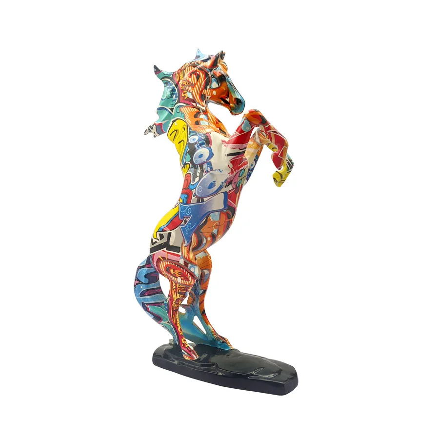 Statuette Decoration Statues Sculptures Figurines For Interior Modern Home Interior Livingroom Aesthetic Graffiti Painted Horse