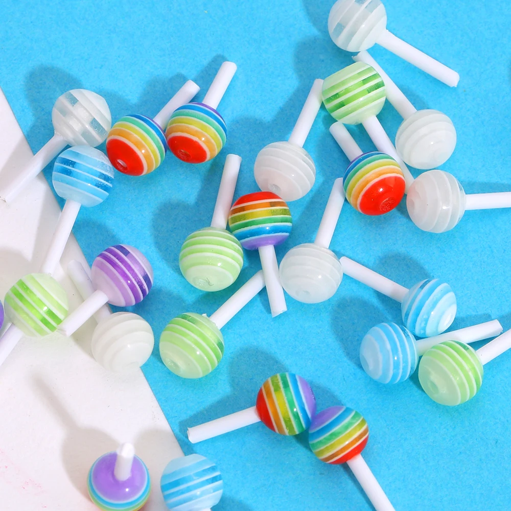 60/30pcs Colorful Lollipop Charms for Nail Art Decorations Mix Colors Resin Mini Sweet Candy Manicure Rhinestone Accessories