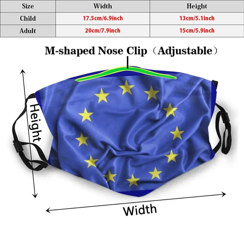 Europe Flag Mask Print Washable Filter Anti Dust Mouth Mask Europe Europa Europe Cee Ec Ce Brussels Original Personalized Funny