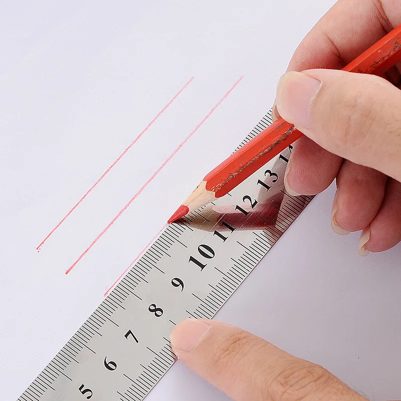 Steel Ruler Sewing Tool Accessory 15/20/30/40cm Stainless Steel Metal Ruler Metric Rule Precision Double Sided Measuring Tool F