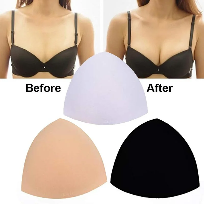 Almofadas de sutiã de esponja para mulheres Push Up Bra Pads, estofamento de maiô, Enhancer removível, biquíni, copo de peito, inserir espuma, 2 peças