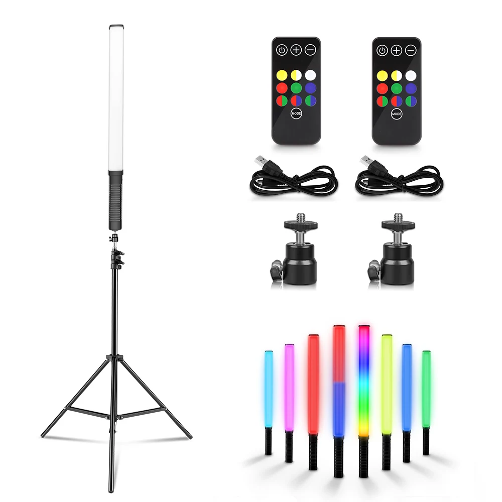 Đèn RGB Cây Đũa Phép Cầm Tay Đèn LED Kèm Chân Đế Tripod Chụp Ảnh Video Sạc Chụp Ảnh Chiếu Sáng Dành Cho YouTube