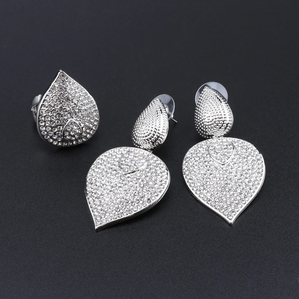 CYNTHIA Dubai African Silver Color Jewelry Sets For Women Bridal Gifts Necklace Earrings Bracelet Ring Set Italy Crystal Gifts 