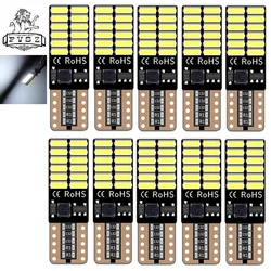 Lámpara Led para coche, Bombilla independiente con diodos emisores de luz, excelente Producto blanco, w5w, Canbus 4014, 24SMD, 8W, 6000K, 10 piezas, t10