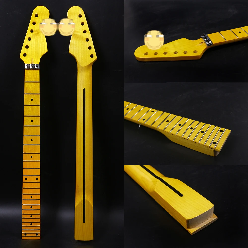 

S5-3 25.5inch 24 Fret Yinfente Guitar Neck Yellow Painting Dot Inlay Canada Maple electric guitar Part