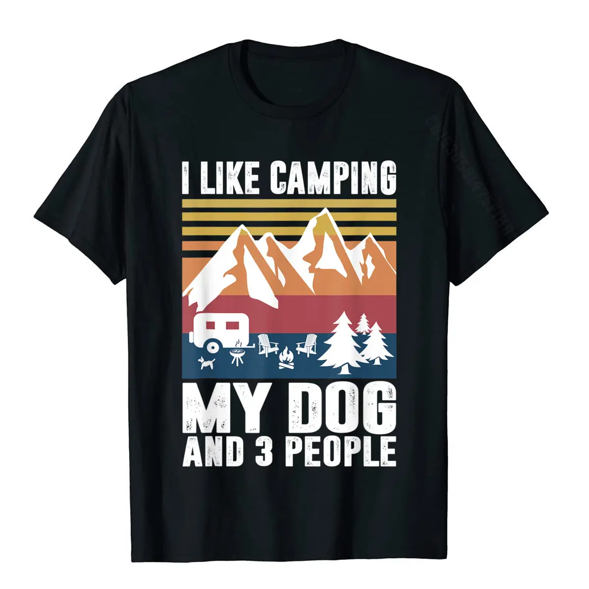 I Like Camping My Dog And Three People Funny Campers T-Shirt T Shirt Hip Hop Casual Cotton Mens Top T-Shirts Print