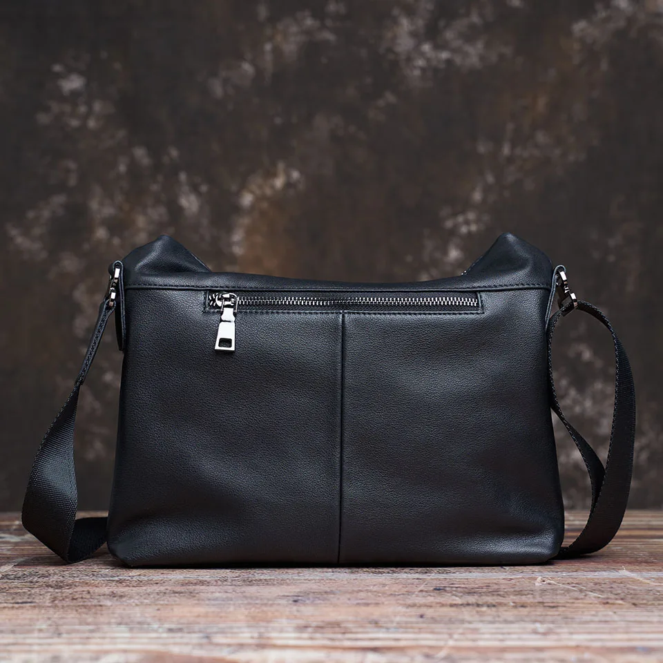 Modische Herren-Umhängetasche aus echtem Leder, lässige Crossbody-Tasche, klassische Tasche mit faltbarem Deckel und Reißverschluss, Messenger-Tasche für 10,5-Zoll-iPad, NUPUGOO. – Detail 8