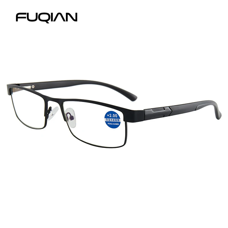 Stainless Steel Reading Glasses Men Business Presbyopic Glasses Male Anti Blue Light Eyeglasses +1.0 1.5 2.0 2.5 3 3.5 4.0