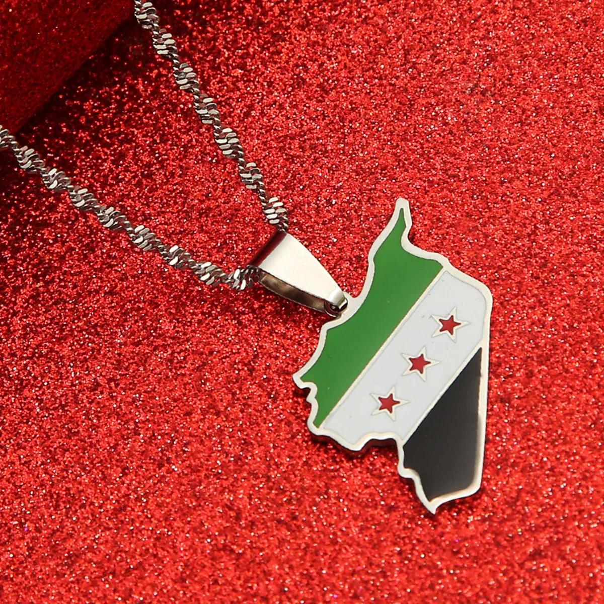 Syria Map Flag Pendant Necklaces Fashion Syrians Map Jewelry