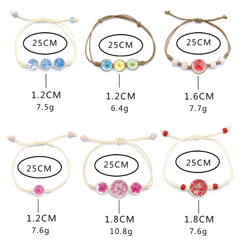 cute elegant glass flower bracelets for women vintage charm rope chain Adjustable bracelet women\'s fashion party gifts