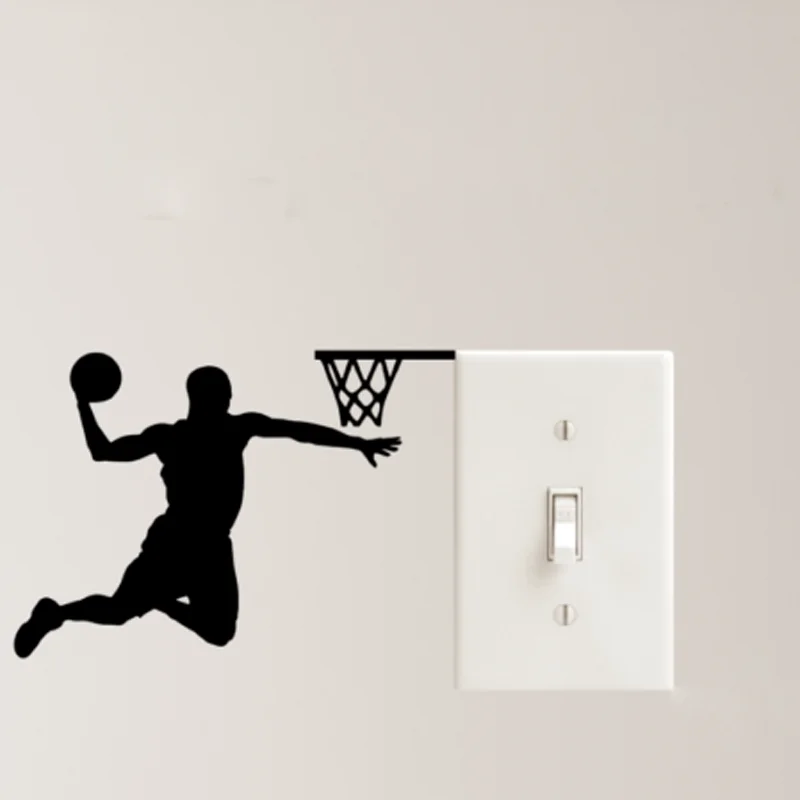Basketball Dunk Vinyl Decal Sticker Light Switch Car Windows Laptop Kids Nursery Home Decor