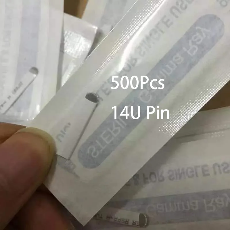 

500Pcs White NANO 0.20mm U SHape 14U Microblading Needles for Permanent Makeup Supplies Manual Eyebrow Blades Agulhas Tebori