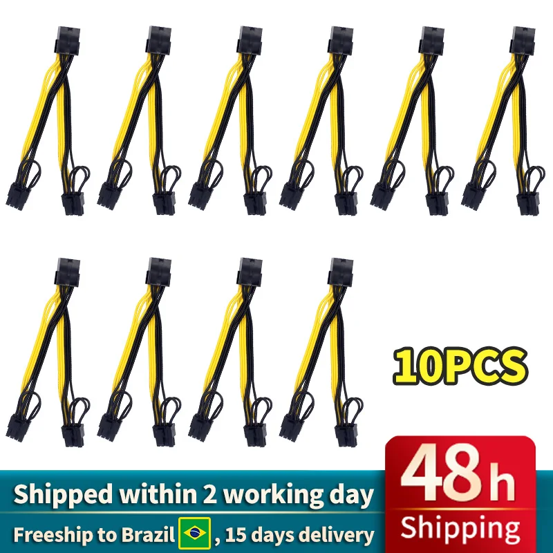 

10PCS/lot XT-XINTE PCI-E PCIE 8p Female to 2 Port Dual 8pin 6+2p Male GPU Graphics Video Card Power Cable Cord 18AWG Wire