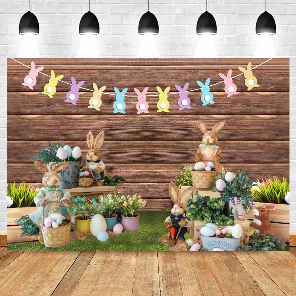 

Spring Easter Wood Wall Baby Portrait Photography Backdrop Photocall Rabbit Bunny Background Party Decor Photo Studio Photozone