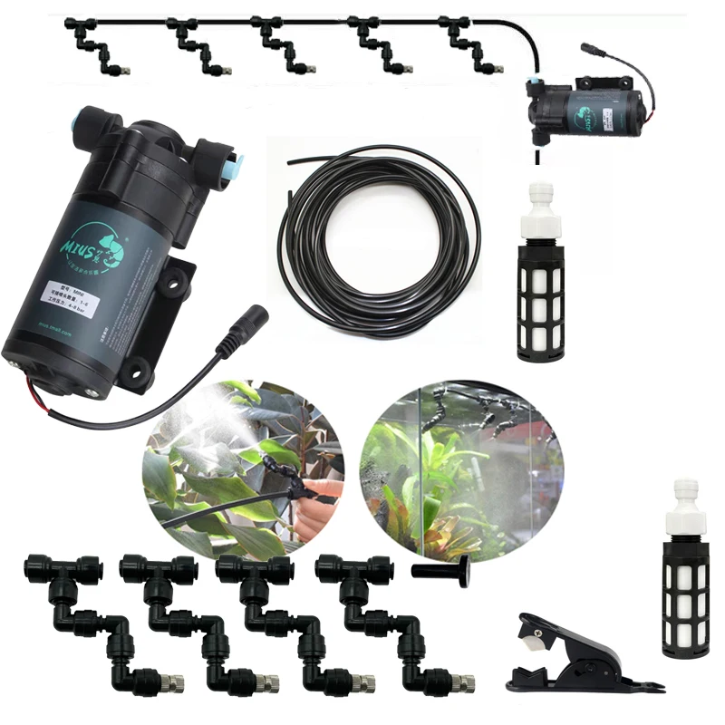 

Rainforest Misting Spray System Reptile Fogger Kit Greenhouse Nebulizer Garden Irrigation Tools Terrarium Device