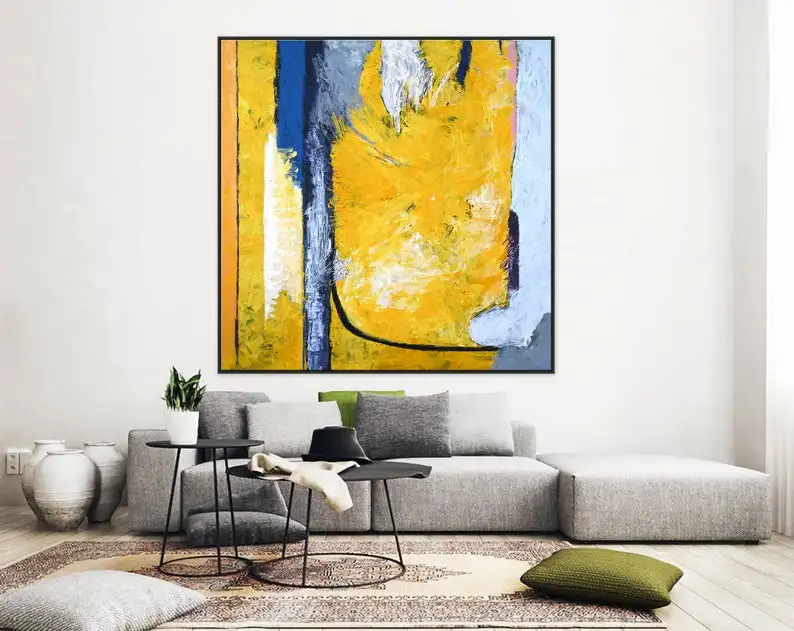 

Abstract Painting Original Large Acrylic Canvas Wall Art Expressionism Bold Yellow Modern Painting Wall Art On Canvas Clearpool