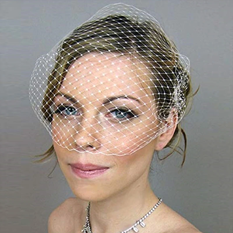 

New White Ivory Bridal Net Birdcage Veils Charming Wedding Veil Hats Fascinator Face Veils with Comb UK