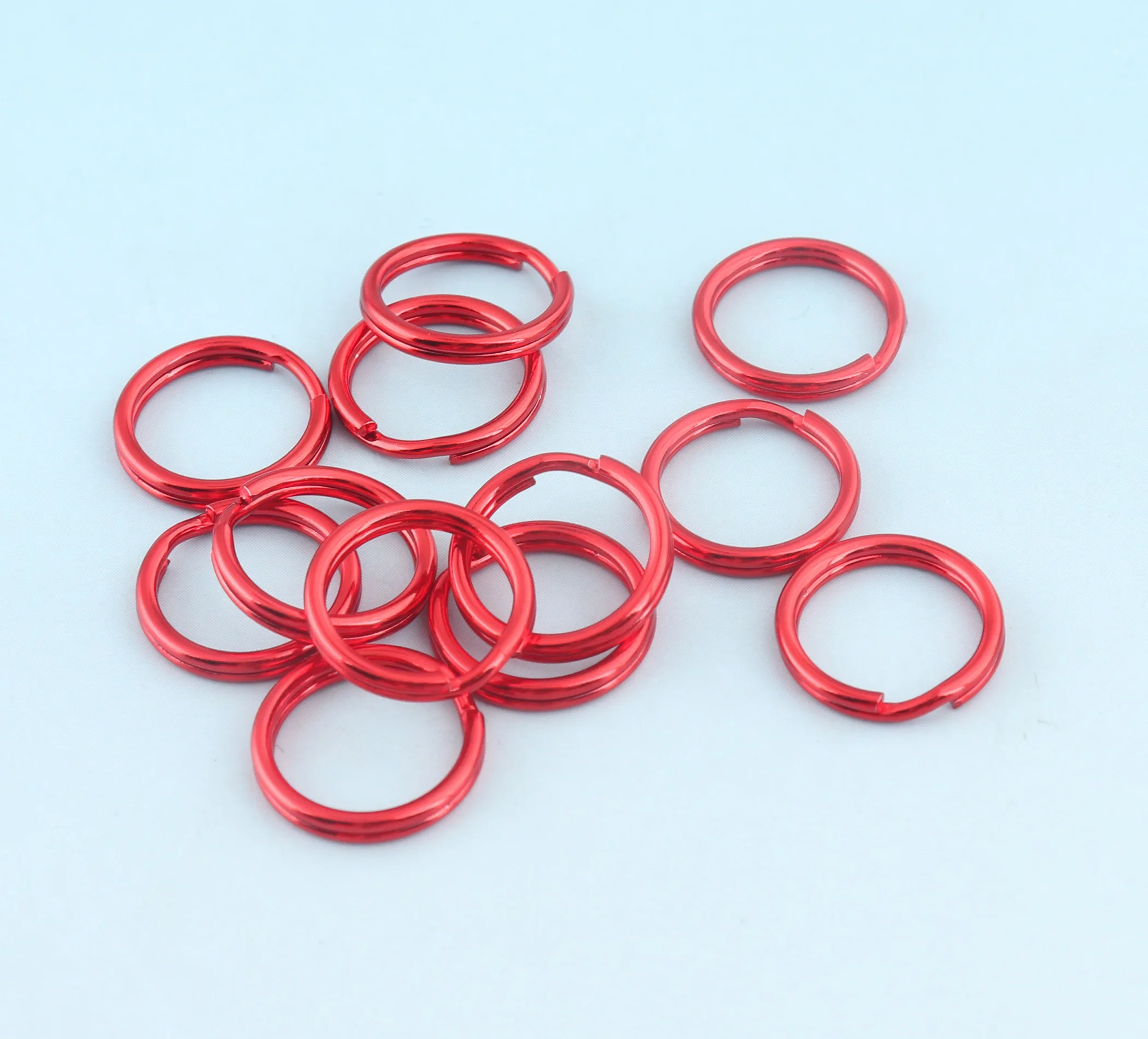 Red plated Keyrings 12mm Round Jewelry rings Metal Mini Split Rings for Key Chain Wholesale Key Lanyard Findings Jump rings