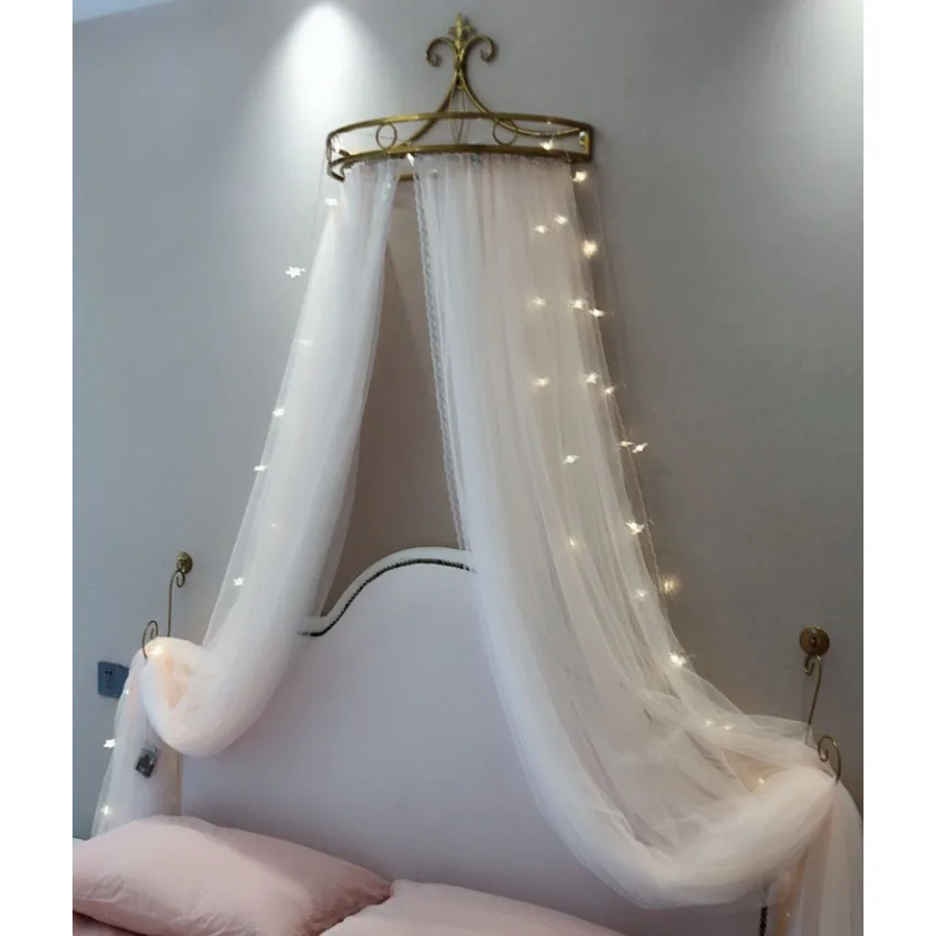 Princess Crown Retro Bed Curtain Girl Children Room Decor Lovely Bedside Yarn Net Romantic Princess Tents Bed Canopy Valance