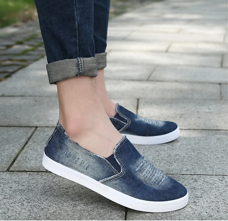 New Style Summer Men\'s Pedal Denim Beggar Cloth Shoes Lazy Shoes Ripped Canvas Shoes Men\'s Shoes Mens Sneakers