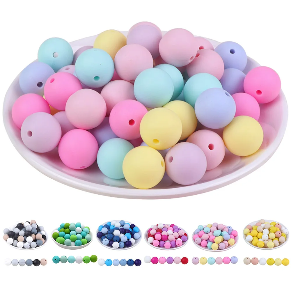 BOBO.BOX 12mm 100pcs Baby Teether Silicone Beads Diy Pacifier Chain Bracelet Bpa Free Chewable Round Silicone Bead Accessories