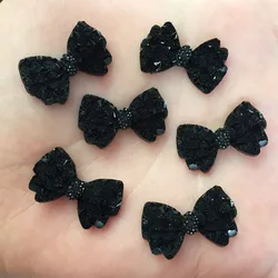 Resin Cute Black Ore Bow  Flatback Cabochon stone 60pcs DIY Scrapbook  Decor Home Crystal Figurines Craft OF553